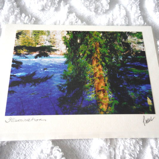 Original Art Greeting Card, Blue Water Streams Collection: "ILLUMINATION"