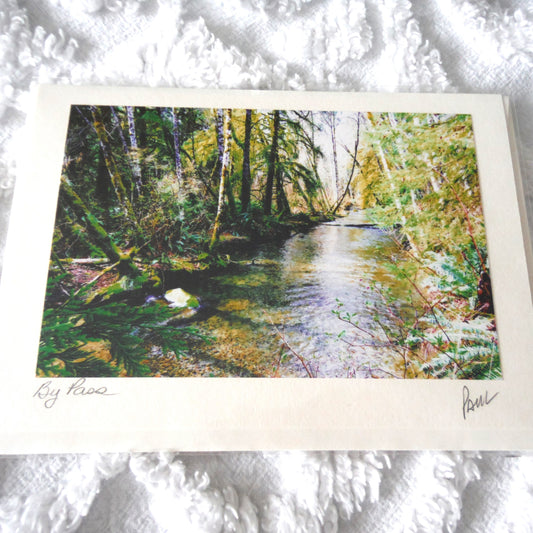 Original Art Greeting Card, Blue Water Streams Collection: "BY PASS"