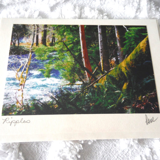 Original Art Greeting Card, Blue Water Streams Collection: "RIPPLES"