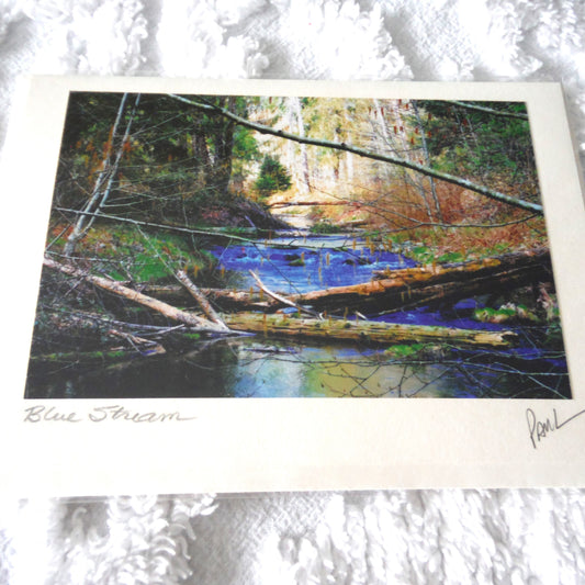 Original Art Greeting Card, Blue Water Streams Collection: "BLUE STREAM"