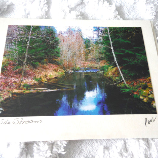 Original Art Greeting Card, Blue Water Streams Collection: "SIDE STREAM"