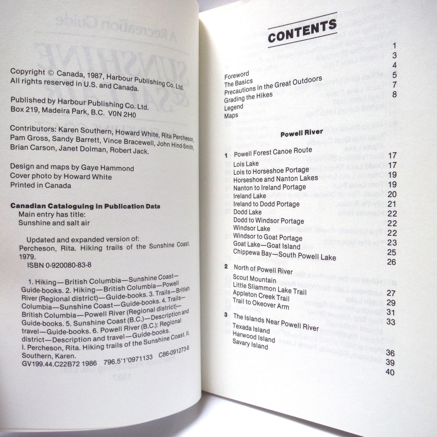 SUNSHINE & SALT AIR, A Recreation Guide to The Sunshine Coast, by The Harbour Publishing Company Limited (1987 1st Ed.)