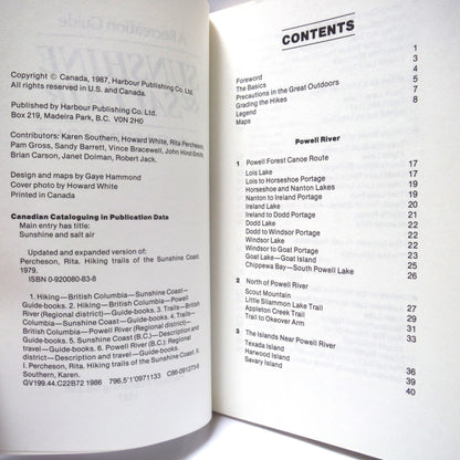 SUNSHINE & SALT AIR, A Recreation Guide to The Sunshine Coast, by The Harbour Publishing Company Limited (1987 1st Ed.)