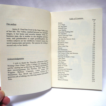 STUBBED TOES AND GRAPEVINES, A Collection of Short Stories, by Janice E. Pond (1996 1st Ed.)