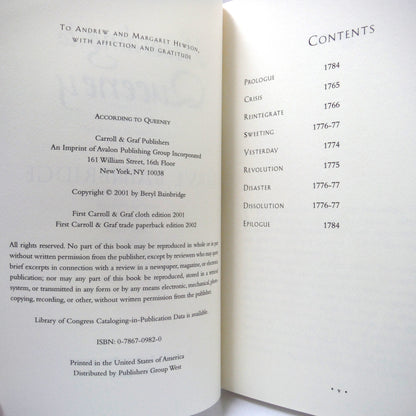 RECORDING TO QUEENEY, A Novel by Beryl Bainbridge (2001 1st Ed.)