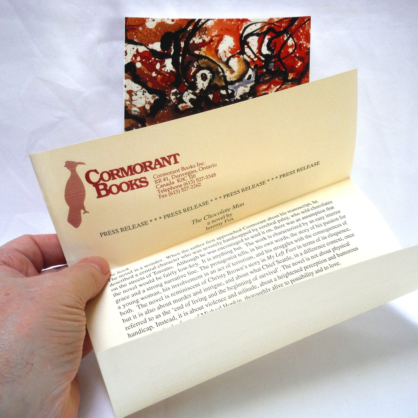 THE CHOCOLATE MAN, A Novel by Jeremy Fox (1995 1st Ed.)