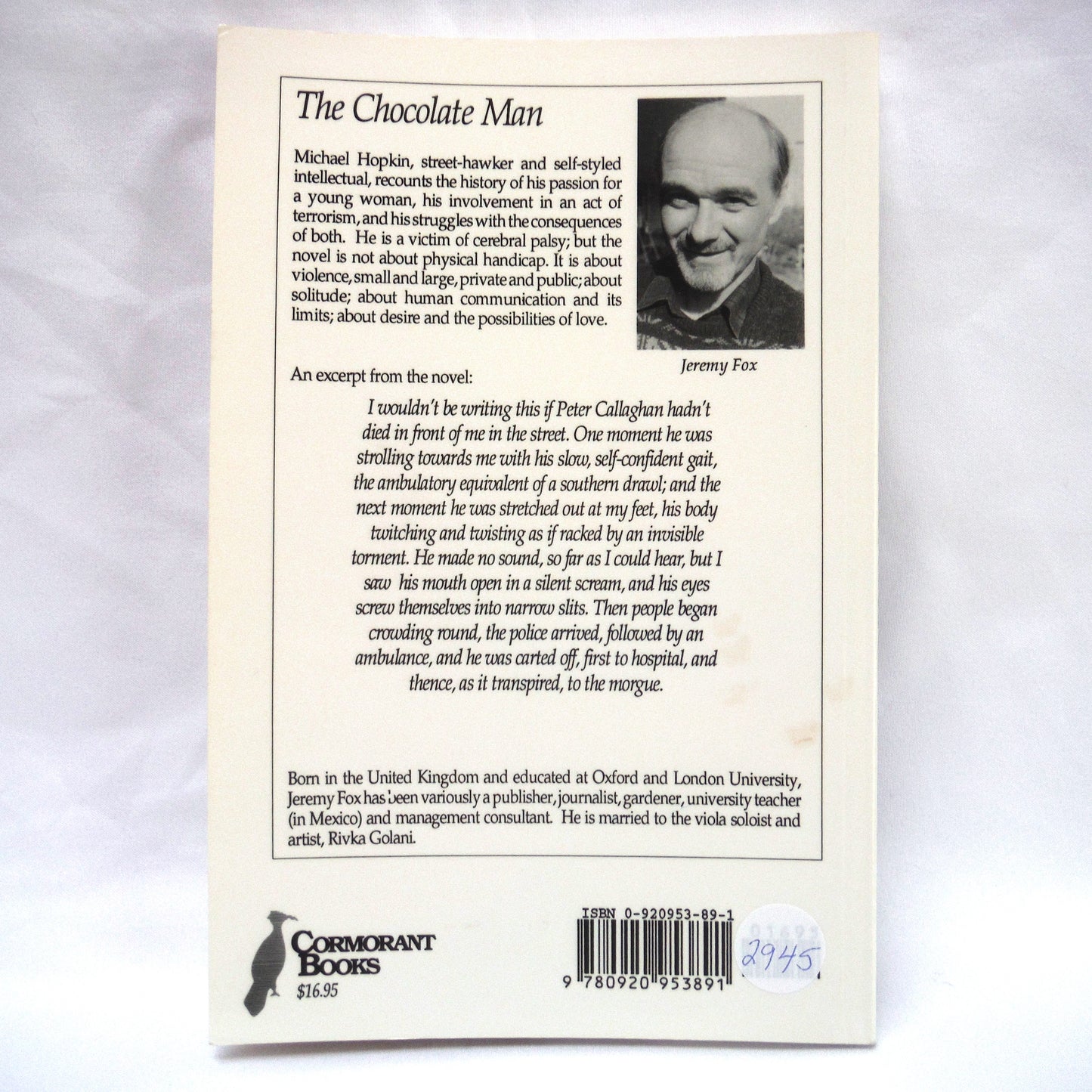 THE CHOCOLATE MAN, A Novel by Jeremy Fox (1995 1st Ed.)