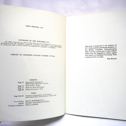 EXPLORING GARIBALDI PARK, VOLUME 1, by Dan Bowers (1972 1st Ed.)