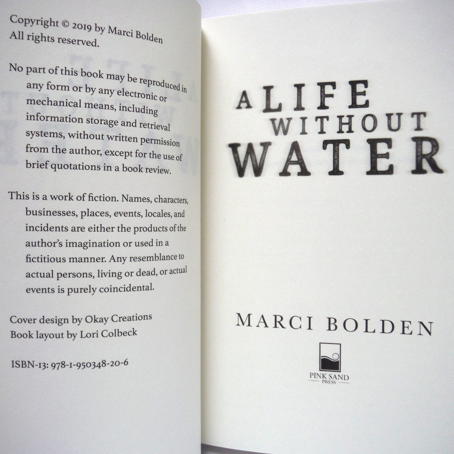 A LIFE WITHOUT WATER, A Novel by Marci Bolden (2019 1st Ed.)