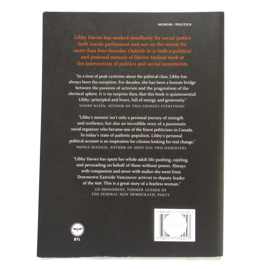 OUTSIDE IN: A Political Memoir by Libby Davies (2019 1st Ed.)