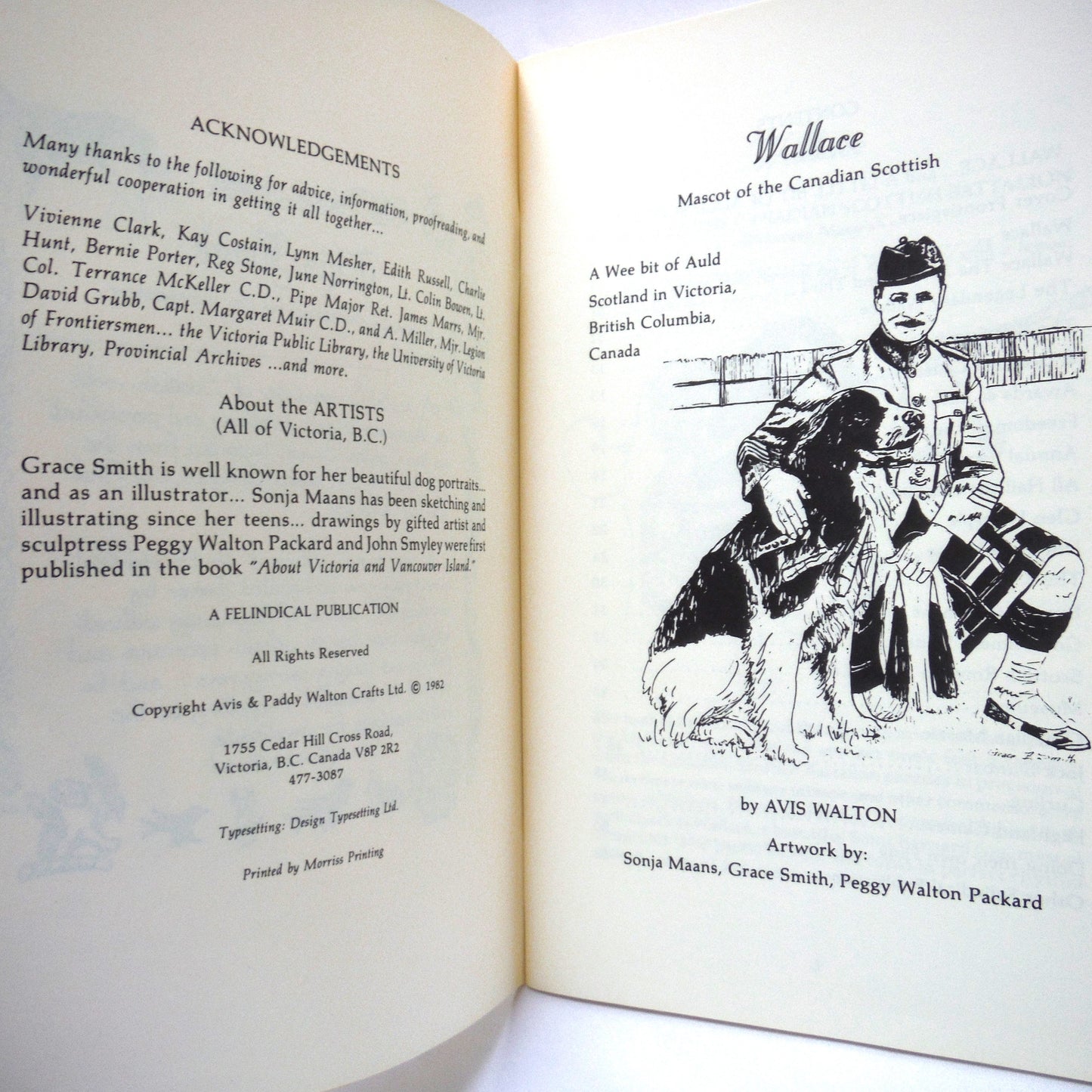 WALLACE: Mascot of The Canadian Scottish, A WEE BIT of Auld Scotland in Victoria, British Columbia, by Avis Walton (1982 1st Ed.)