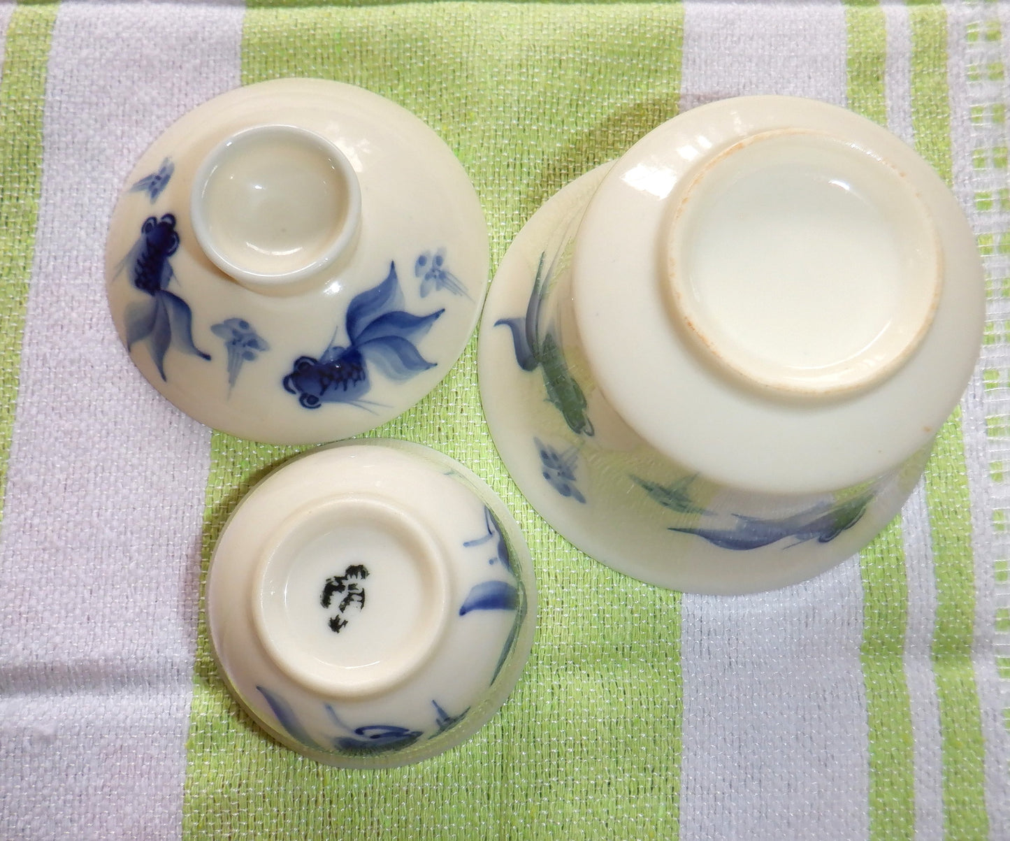 JAPANESE 3-Piece Food Serving Set, Mid-Century, Made in Japan FLOW BLUE STYLE