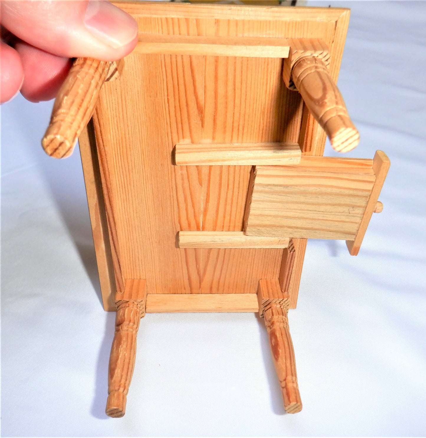 11-Pc Country Kitchen Pine Doll House Miniature Furniture Set, CANADIAN HAND-MADE & ARTIST SIGNED 1970's