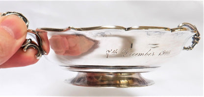 ANTIQUE STERLING SILVER Engraved Schleissner & Sohne BIRTHING CUP: 7th December 1900