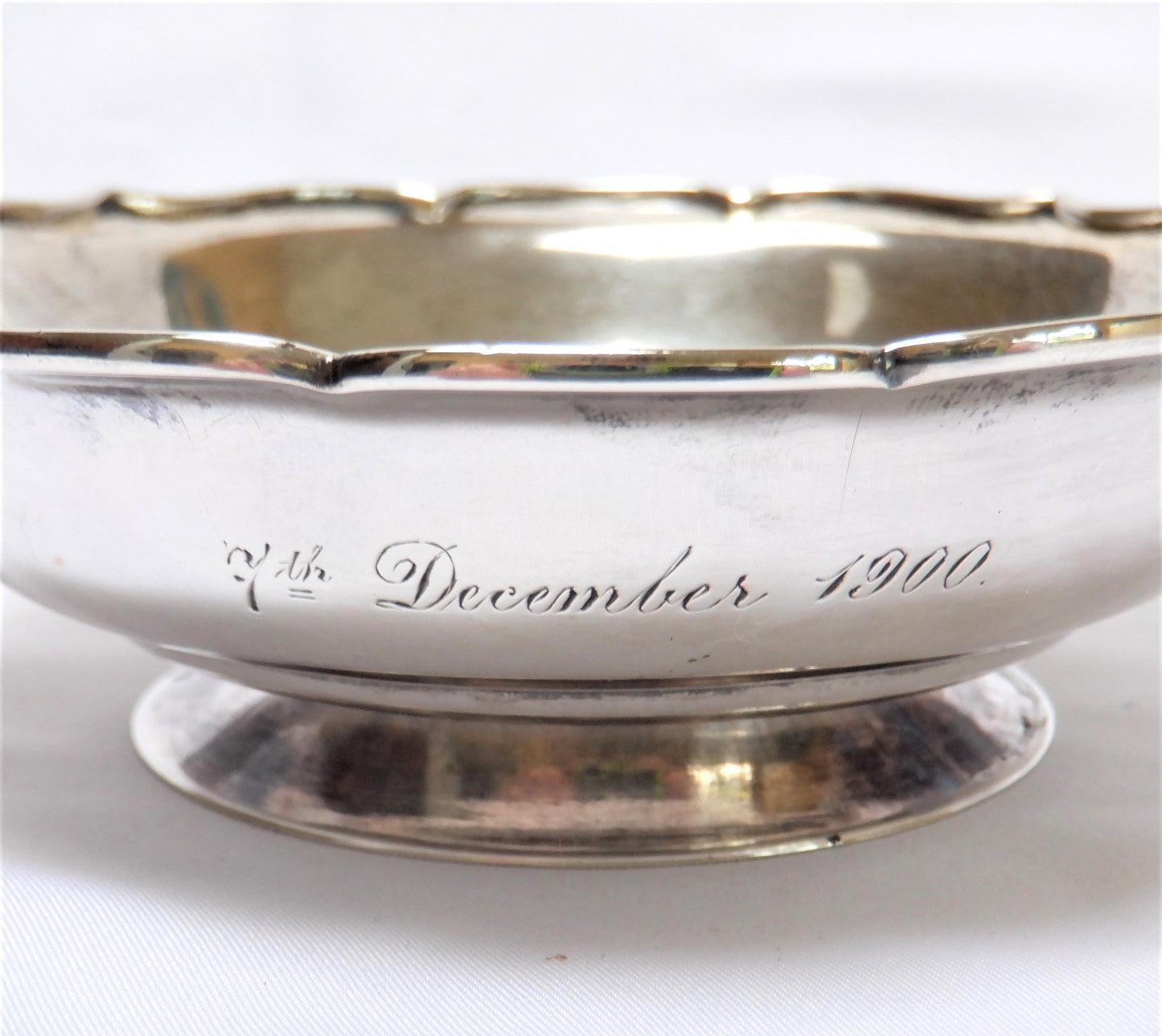 ANTIQUE STERLING SILVER Engraved Schleissner & Sohne BIRTHING CUP: 7th December 1900