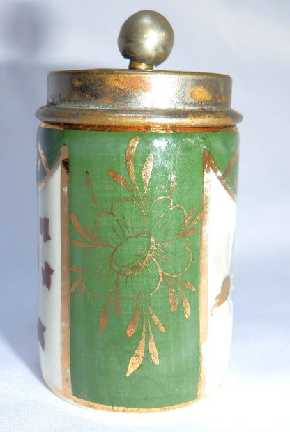 RARE 19th Century Antique GOLD & PORCELAIN Covered Mustard Pot Container, by IMARI of Japan