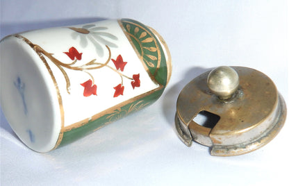 RARE 19th Century Antique GOLD & PORCELAIN Covered Mustard Pot Container, by IMARI of Japan