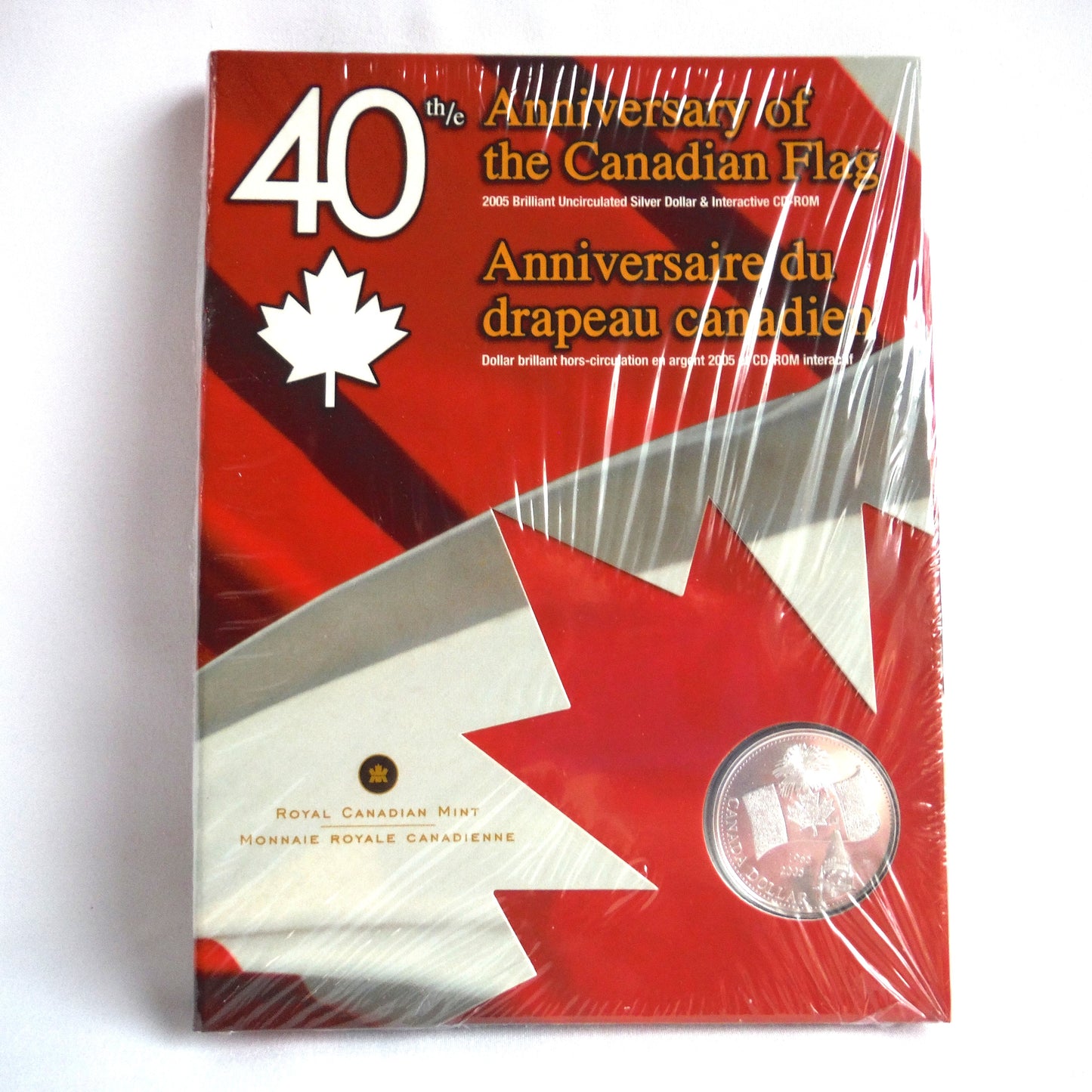 40th Anniversary of The Canadian Flag: A 2005 Brilliant Uncirculated Silver Dollar & Interactive CD-ROM!