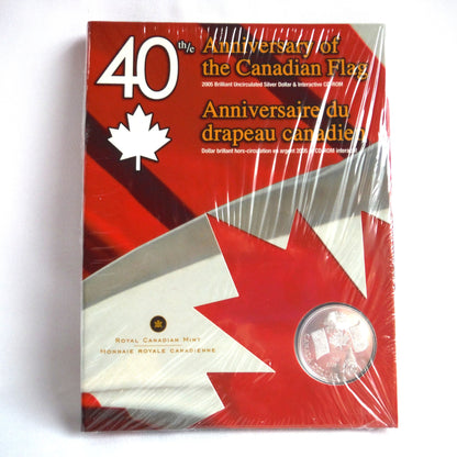 40th Anniversary of The Canadian Flag: A 2005 Brilliant Uncirculated Silver Dollar & Interactive CD-ROM!