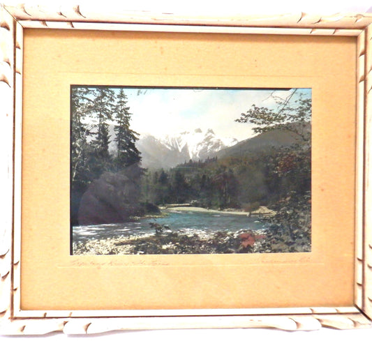 Antique Hand-Tinted Photograph: CAPILANO RIVER & THE LIONS, Vancouver, British Columbia, Canada
