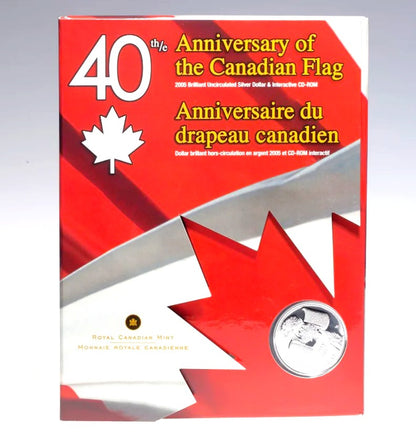 40th Anniversary of The Canadian Flag: A 2005 Brilliant Uncirculated Silver Dollar & Interactive CD-ROM!