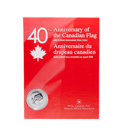 40th Anniversary of The Canadian Flag: A 2005 Brilliant Uncirculated Silver Dollar & Interactive CD-ROM!