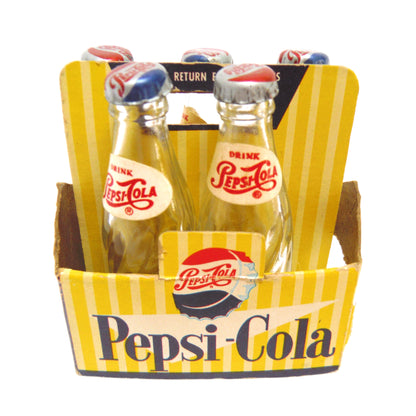 Vintage Miniature Advertising Novelty by THE PEPSI COLA COMPANY: 'USA Pepsi Bottles & Carry Case'