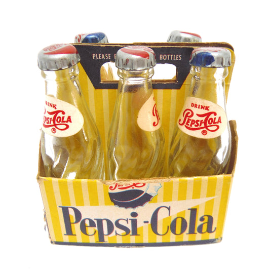 Vintage Miniature Advertising Novelty by THE PEPSI COLA COMPANY: 'USA Pepsi Bottles & Carry Case'