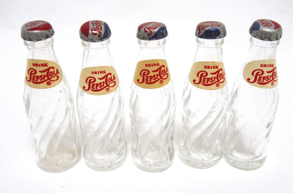 Vintage Miniature Advertising Novelty by THE PEPSI COLA COMPANY: 'USA Pepsi Bottles & Carry Case'