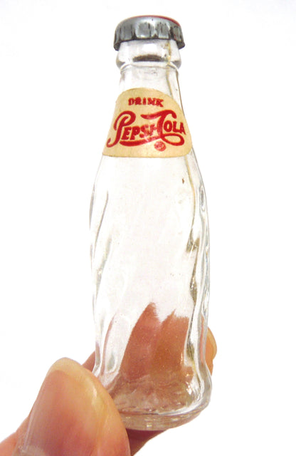 Vintage Miniature Advertising Novelty by THE PEPSI COLA COMPANY: 'USA Pepsi Bottles & Carry Case'