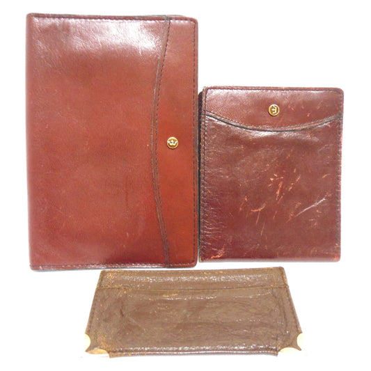 VINTAGE LEATHER POUCH & WALLET 3-Piece Set!