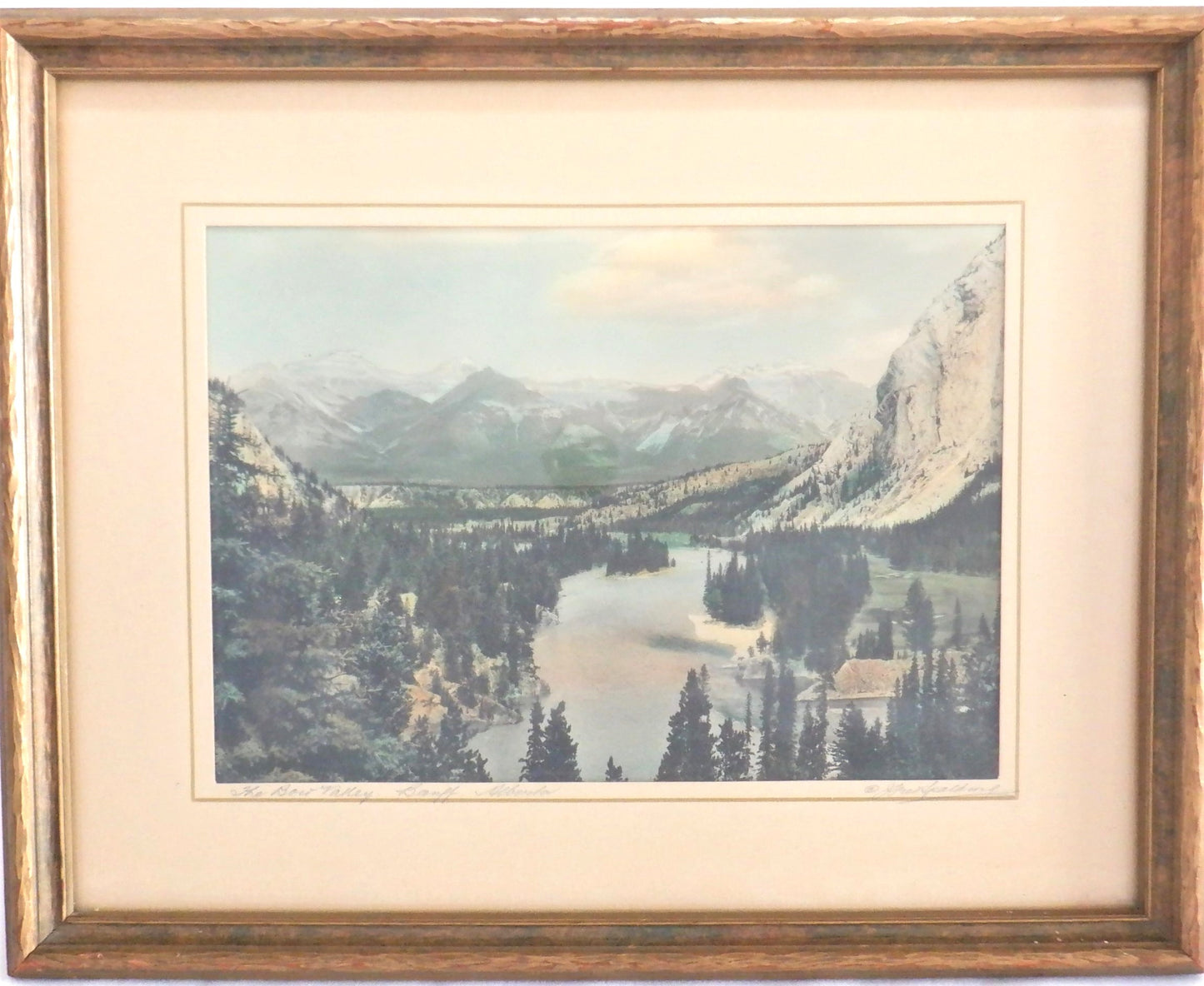 Vintage Original Hand-Tinted Photograph by A.J. Spalding: THE BOW VALLEY, Banff, Alberta, Canada