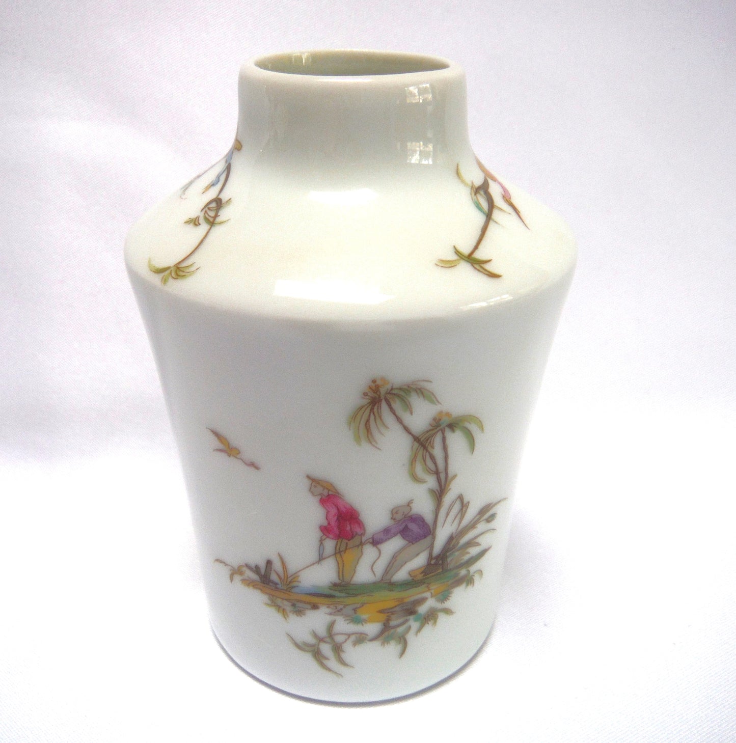 Vintage Miniature Vase, Asian Men Fishing by RAYNAUD & COMPANY of LIMOGE