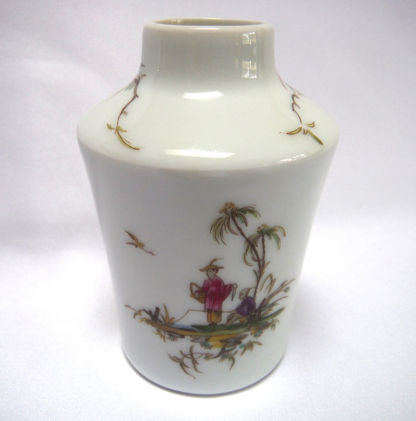 Vintage Miniature Vase, Asian Men Fishing by RAYNAUD & COMPANY of LIMOGE