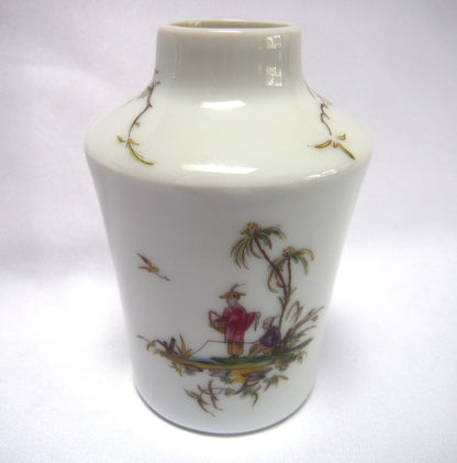 Vintage Miniature Vase, Asian Men Fishing by RAYNAUD & COMPANY of LIMOGE