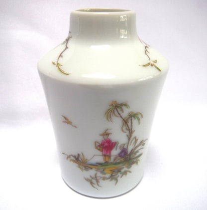 Vintage Miniature Vase, Asian Men Fishing by RAYNAUD & COMPANY of LIMOGE