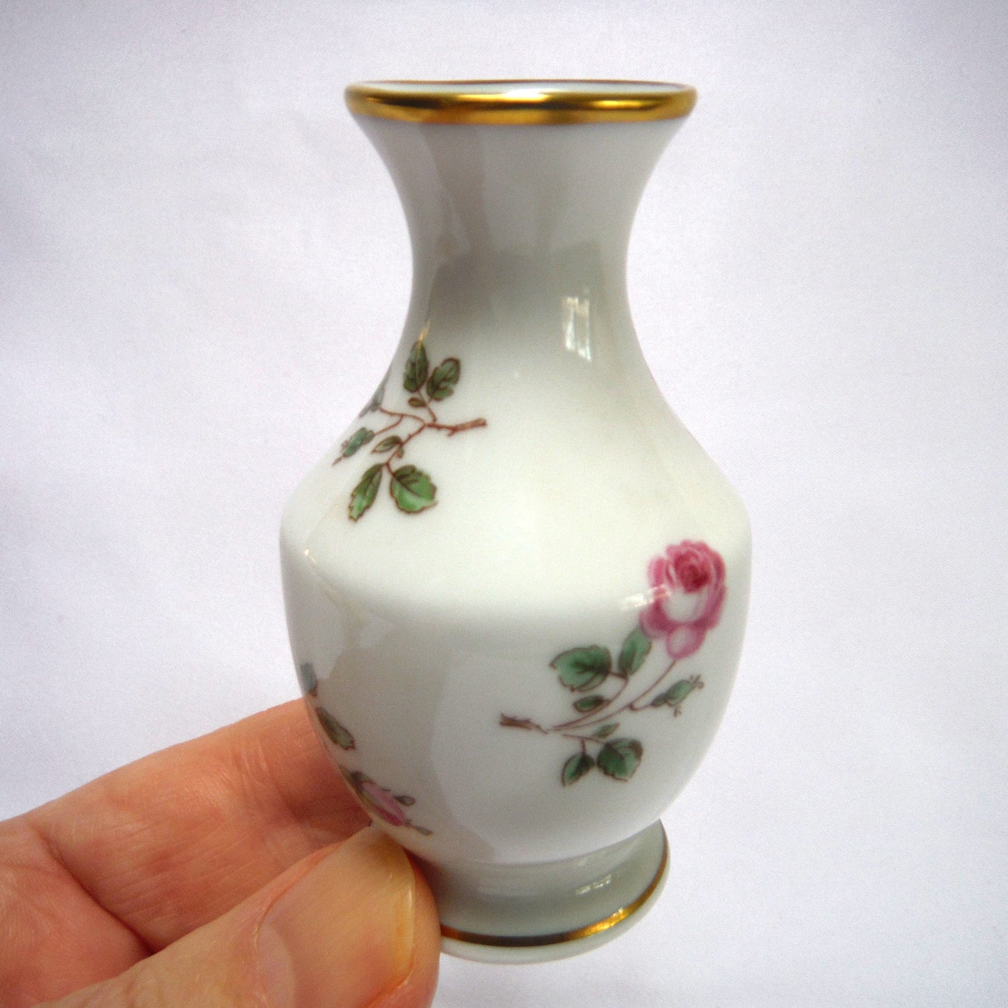 Vintage Miniature Vase, in Delicate Pink Country Roses by RICHARD GENORI of ITALY