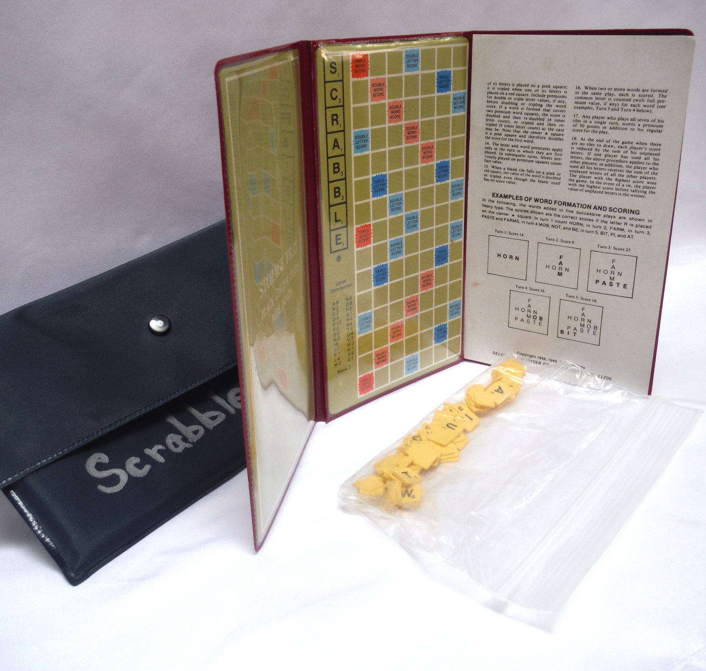 Vintage Authentic 1976 Pocket-Style SCRABBLE GAME BOARD, with original tiles, COA, and Travel Case!