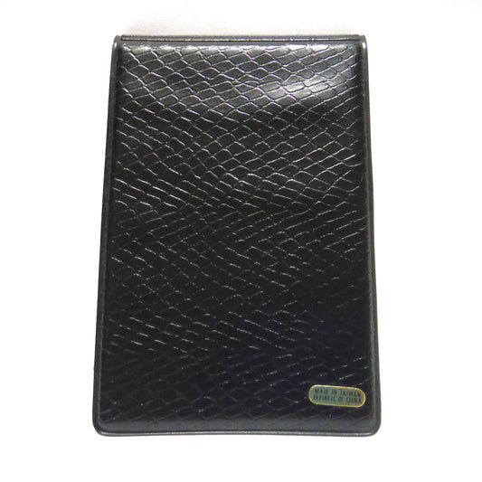 1960's Vintage POCKET MEMO PAD: SNAKESKIN BLACK VINYL FLIP PAD FROM TAIWAN