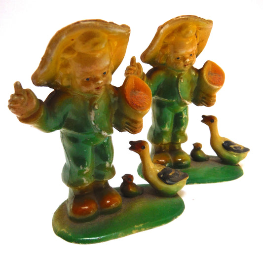 Pair of Antique MARX FARM FIGURINES: 'Boy Feeding The Geese'