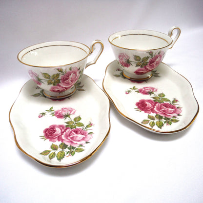 RARE ANTIQUE ROYAL WINDSOR BONE CHINA: 'Royal Windsor Cup and Snack Plate' TIMES TWO!