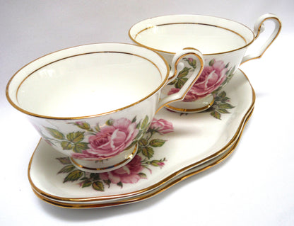 RARE ANTIQUE ROYAL WINDSOR BONE CHINA: 'Royal Windsor Cup and Snack Plate' TIMES TWO!