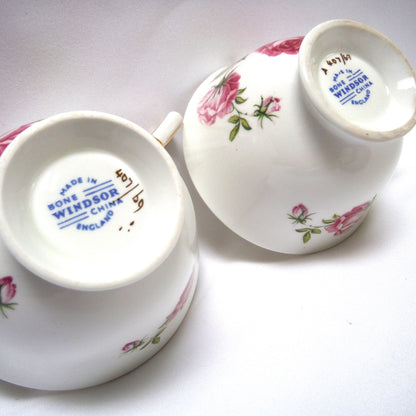 RARE ANTIQUE ROYAL WINDSOR BONE CHINA: 'Royal Windsor Cup and Snack Plate' TIMES TWO!