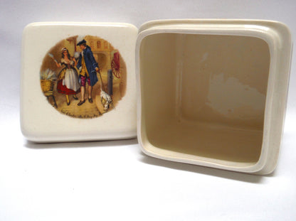 VINTAGE TWINING & COMPANY of LONDON,  PORCELAIN TEA CADDY in a Victorian Illustrated Design