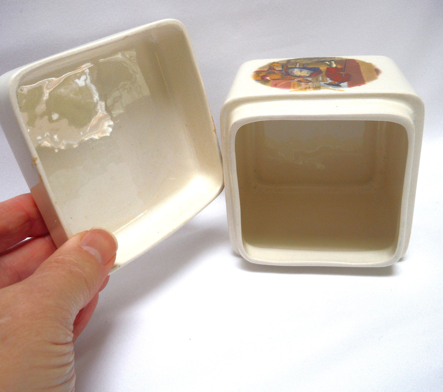 VINTAGE TWINING & COMPANY of LONDON,  PORCELAIN TEA CADDY in a Victorian Illustrated Design