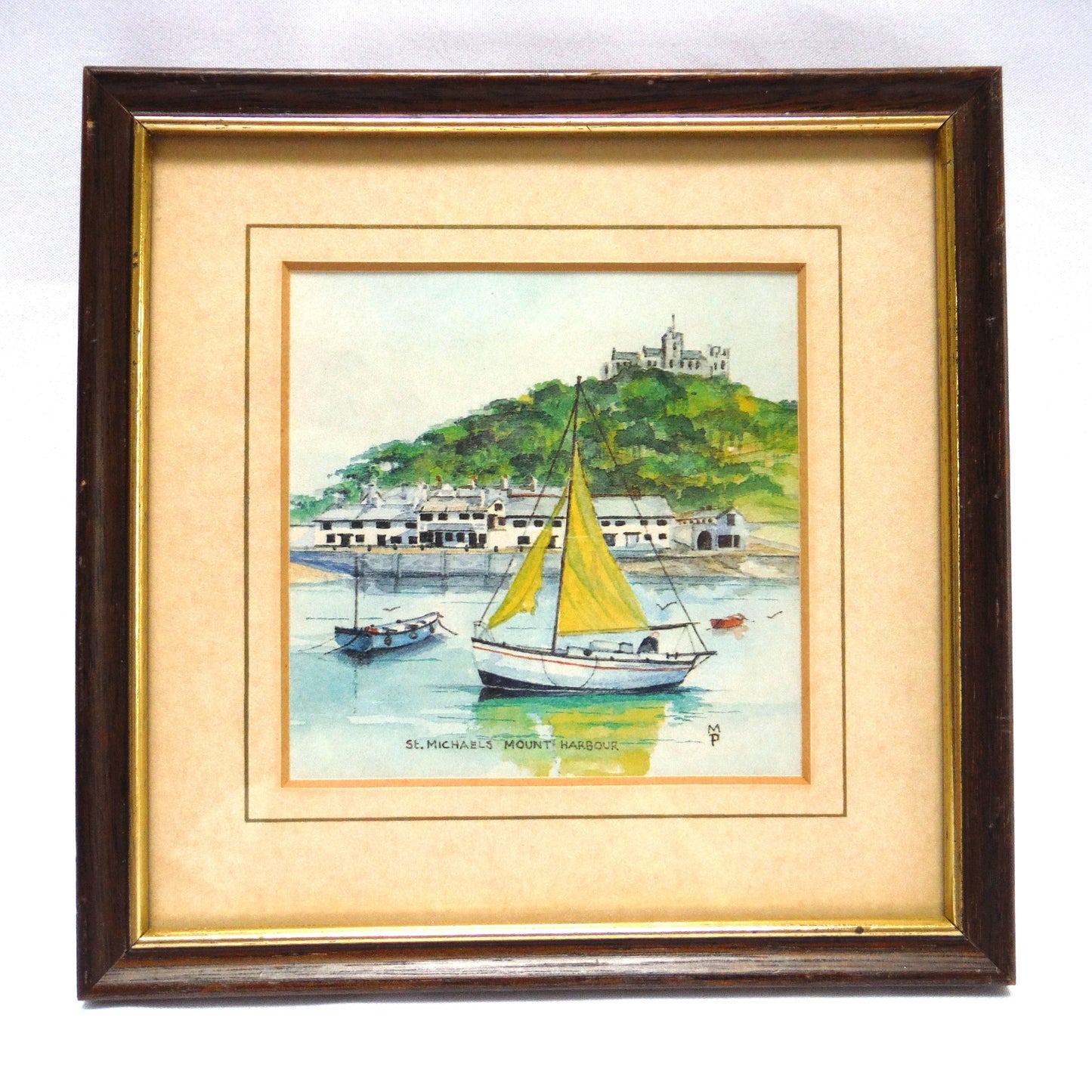 ST. MICHAELS MOUNT HARBOUR: Signed Miniature Artwork by Manuscript Limited of England