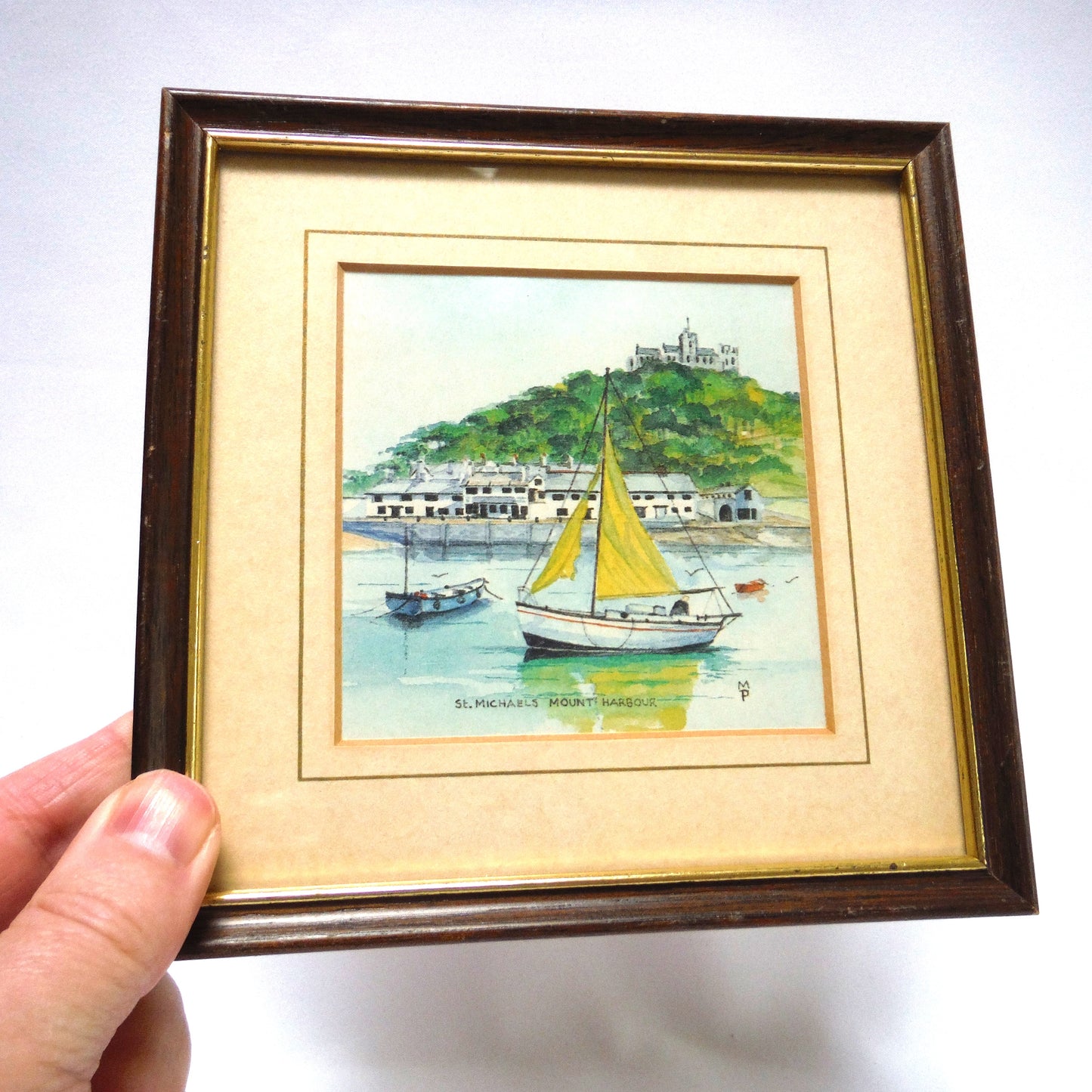 ST. MICHAELS MOUNT HARBOUR: Signed Miniature Artwork by Manuscript Limited of England