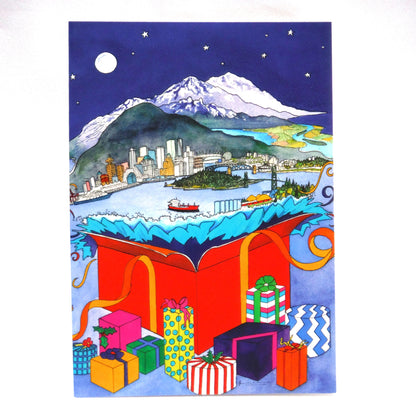 VINTAGE PACK OF 10 CHRISTMAS CARDS, Featuring Granville Island 2002, by Hilary Morris