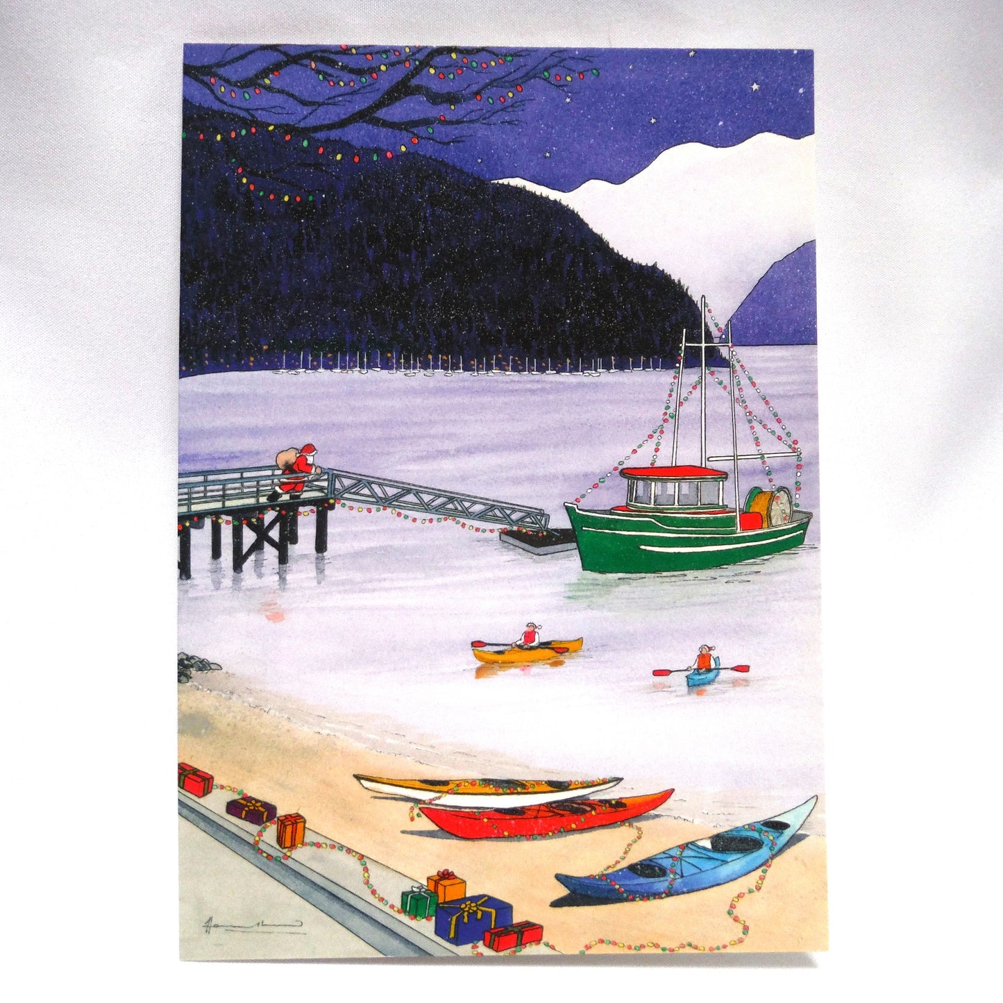 VINTAGE PACK OF 10 CHRISTMAS CARDS, Featuring Granville Island 2002, by Hilary Morris