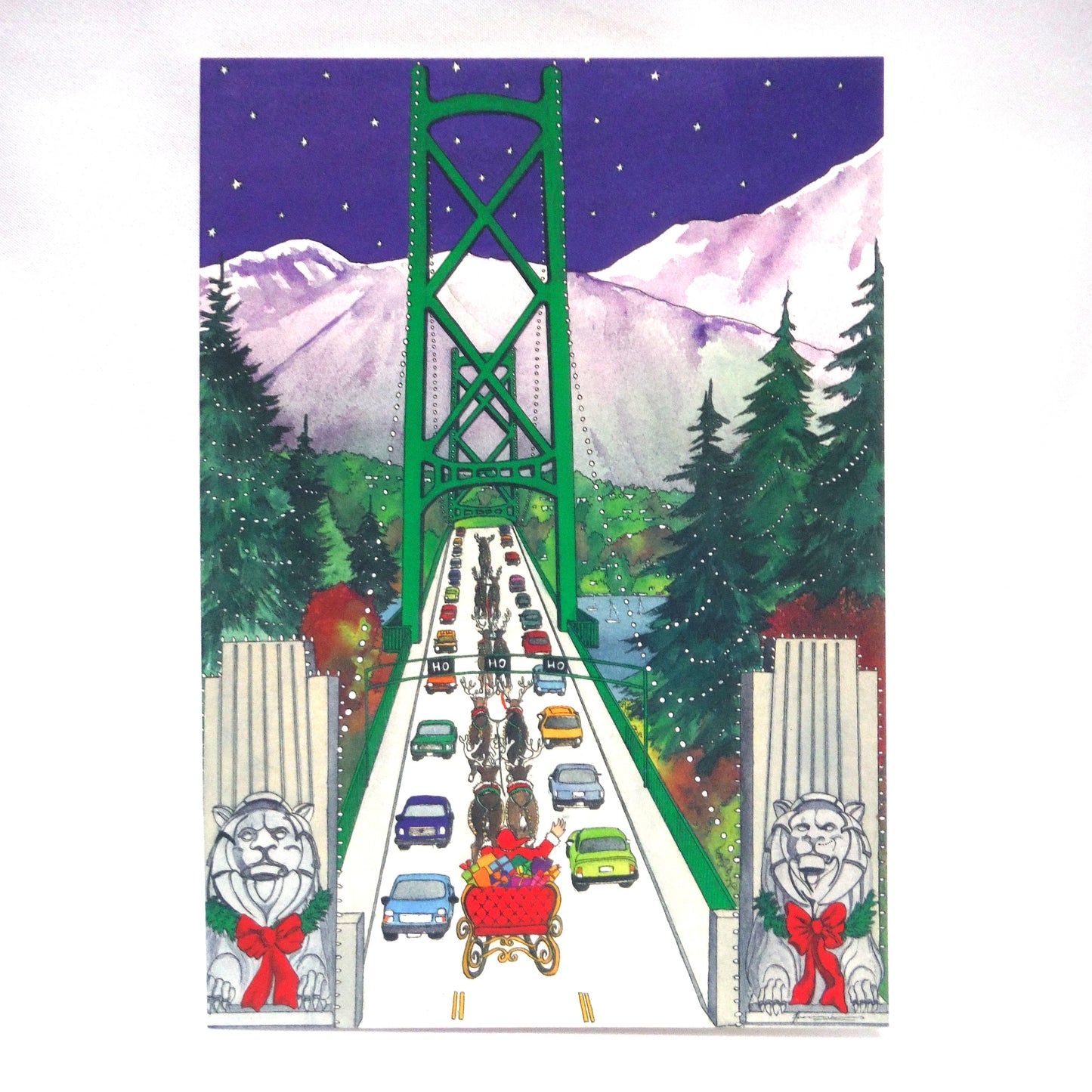 VINTAGE PACK OF 10 CHRISTMAS CARDS, Featuring Granville Island 2002, by Hilary Morris